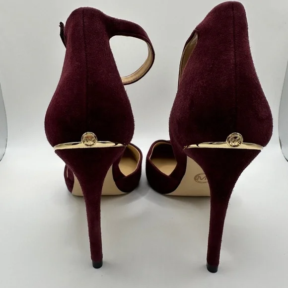 Michael Kors Wine Burgundy Suede High Heels - Picture 2 of 9